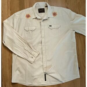 Howler Brothers Gaucho Snapshirt‎ XXL Cream Embroidered Yoke Pearl-Snap